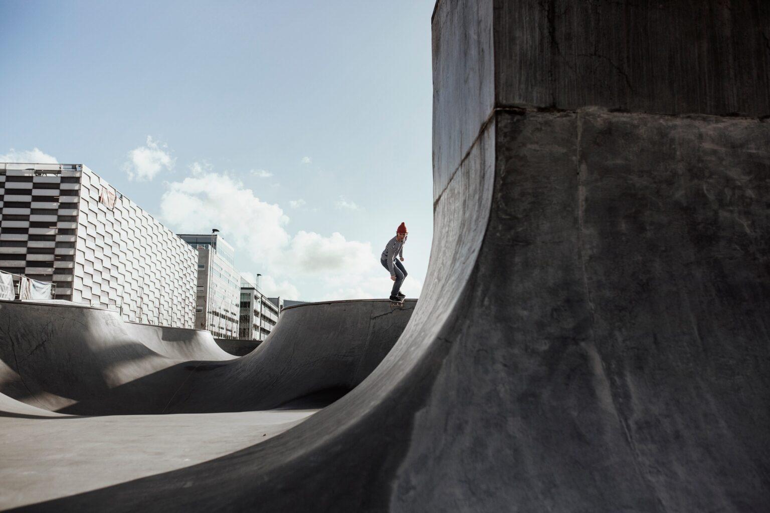 Man skateboarding in skate park