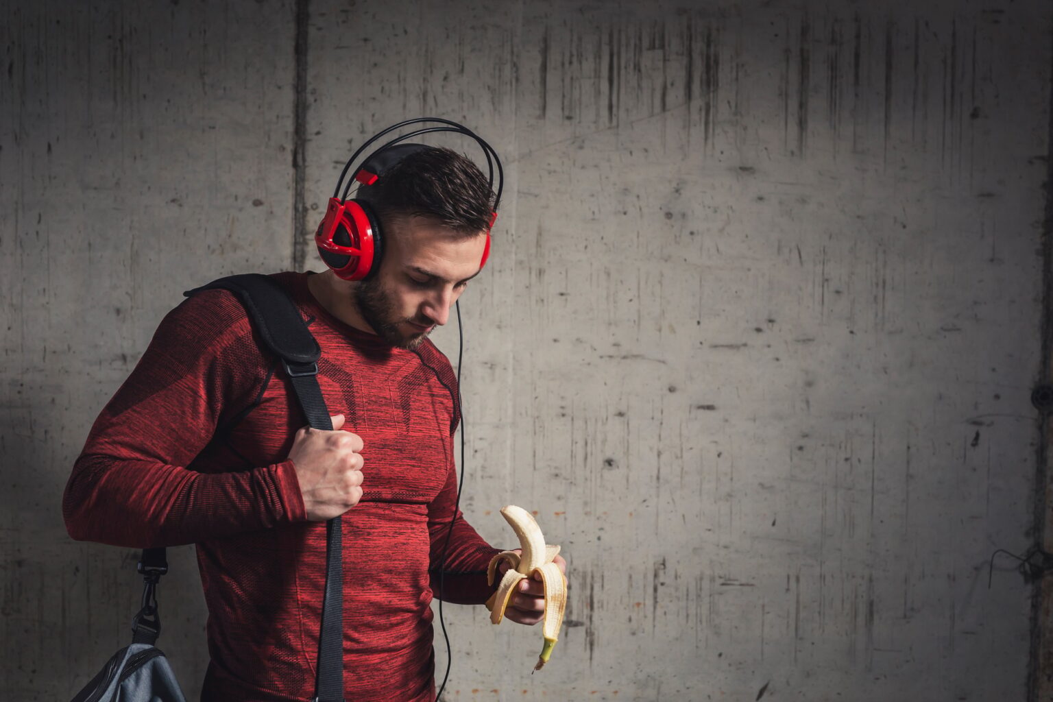 Athlete eating a banana