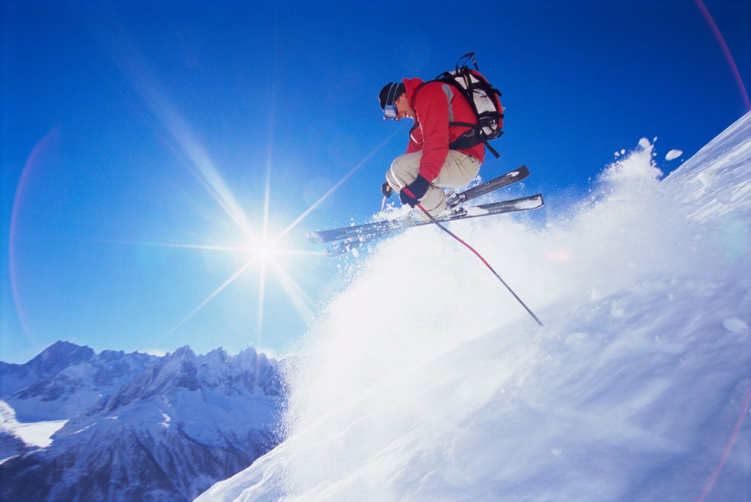 Young man skiing